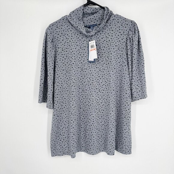 Democracy Blouse Gray Mock Turtle Neck Gray with‎ Black dots size 2X NWT - Picture 1 of 6